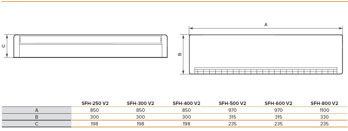 Габариты SFH-500 V3 со встроенным клапаном