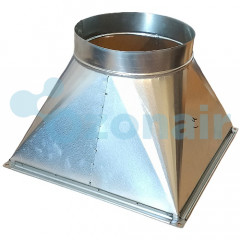 Переход 550х550/ф250 L300 (0,7) (20 шина) тип 1 прямоугольный оцинкованный