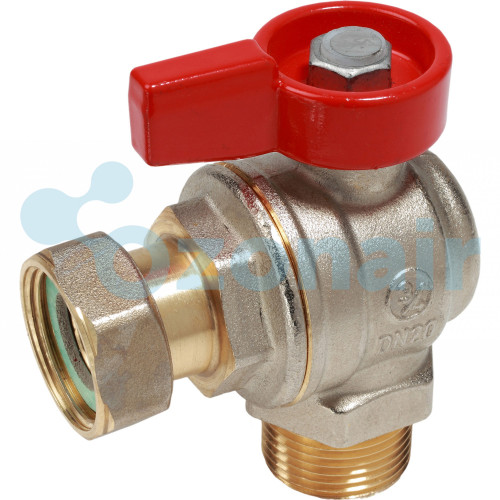 Кран шаровой Giacomini угловой НР для котлов и счетчиков 1/2"M x 1/2"гайка, R780PX013