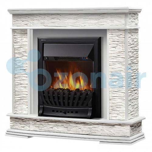 Портал Firelight Scala Classic камень сланец скалистый белый, шпон белый дуб