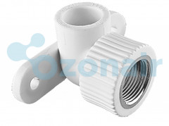 Угольник TEBO бел. PP-R комб. 20х1/2" ВР с креплен. (20/100), арт. 030033802