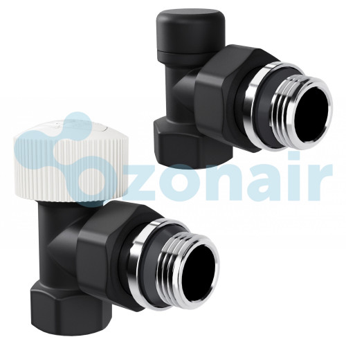 Набор термостатический угловой Royal Thermo Design 1/2"М30х1,5 (Черный)