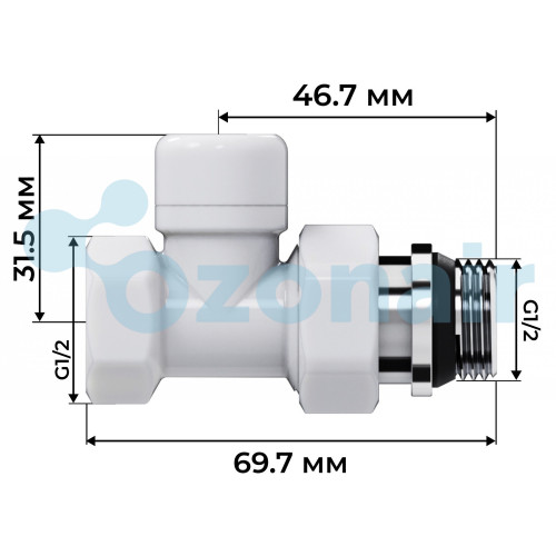 Набор термостатический прямой Royal Thermo Design 1/2"М30х1,5 (Белый)