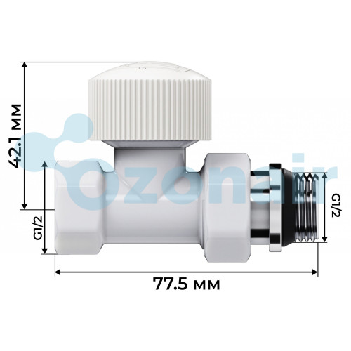 Набор термостатический прямой Royal Thermo Design 1/2"М30х1,5 (Белый)