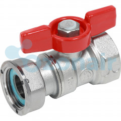 Кран шаровой Giacomini ВР для счетчиков 1"F x 1" гайка - красн. рук., R251PX006