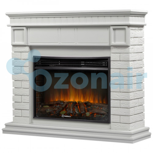 Каминокомплект: Очаг Electrolux 2720RLS N, портал Bricks 25 белая эмаль