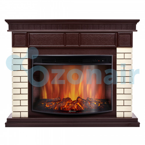 Каминокомплект: Очаг Electrolux EFP/P-2720RLS, портал Bricks 25 камень бежевый, шпон темный дуб