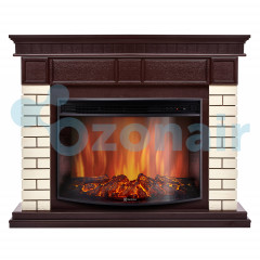 Каминокомплект: Очаг Electrolux EFP/P-2720RLS, портал Bricks 25 камень бежевый, шпон темный дуб