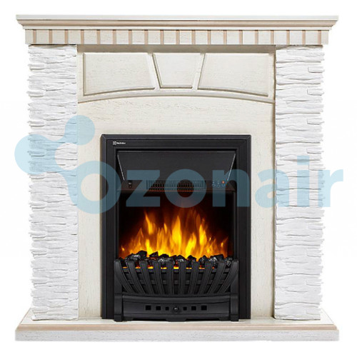 Каминокомплект: Очаг Electrolux EFP/P-1020LS с порталом Porto Classic камень белый, шпон беленый дуб