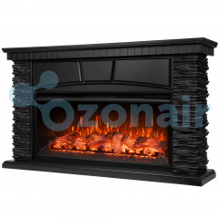 Каминокомплект: Очаг Royal Thermo Aurora RTFP/P-AR40LS, портал Porto 40 камень черный шпон венге