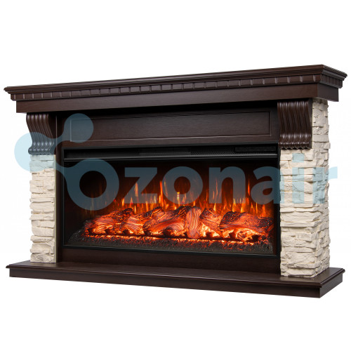 Каминокомплект: Очаг Royal Thermo Aurora RTFP/P-AR40LS, портал Michigan 40 камень мол., шпон т.дуб
