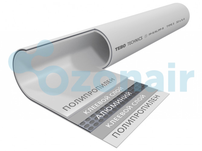 Труба TEBO SDR6 (PN25) 90x15,0 армированная алюмин. бел. PP-R метр (4/8)